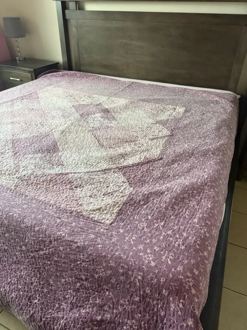 Patch Quilted Cottage Purple Lavender Floral Comforter 86